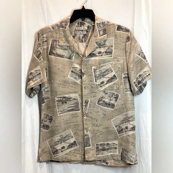 Batik Bay 100% Silk Short Sleeve Button Down Size Medium - Picture 1 of 8